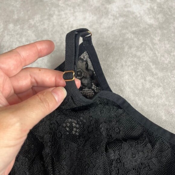 Y2K INC‎ Intimates Slip Dress Black XS Floral Velvet Lace Halter Mini Summer EUC - Picture 6 of 9